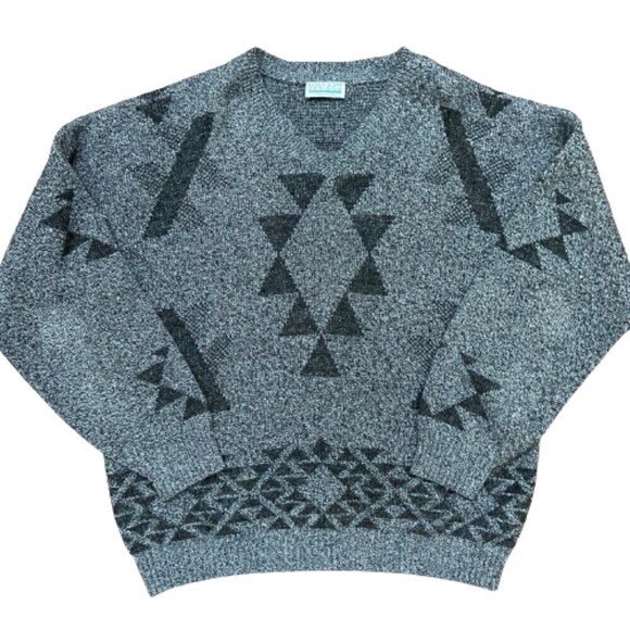 Manor Designs Vintage Acrylic USA Gray Black Pullover Sweater Women's 2XL - Picture 1 of 8